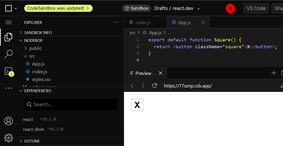 CodeSandbox のスタータコード